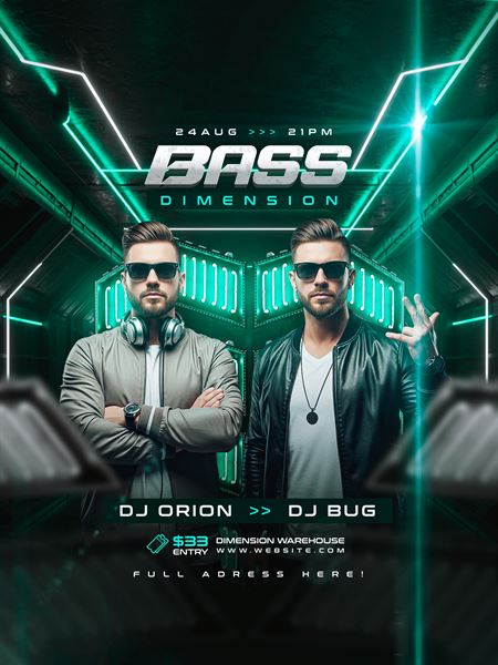 Flyer Bass Dimension Rave PSD - Template Photoshop Editável